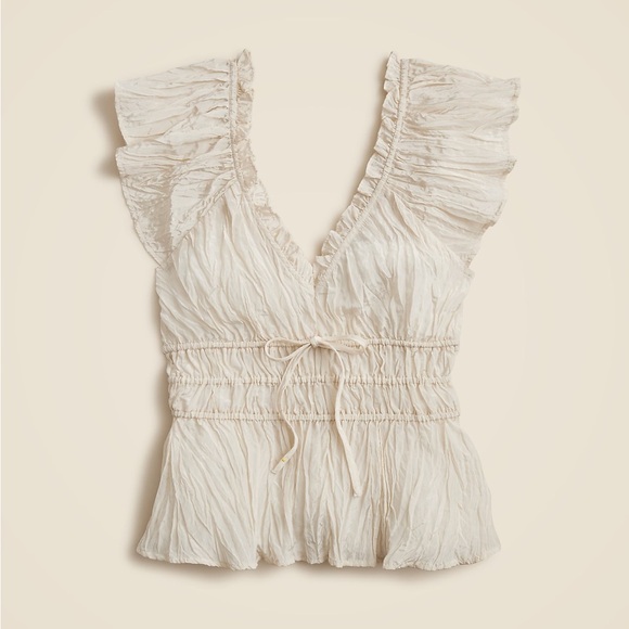J. Crew Tops - J. Crew Ivory Ruffle V-Neck Peplum Blouse